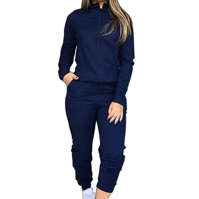 Voguable Spring Autumn Print Tracksuit Women 2 Piece Set Long Sleeve Zipper Jacket+Pants Sports Jogging Suit Female Streetwear Outfits voguable