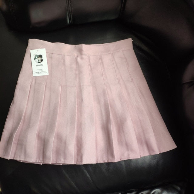 XS-XXL Spring Summer Autumn Women Skirts Student Girl Striped Pleated Waist Female Sweet Mini Dance Plaid Black White Pink Skirt voguable