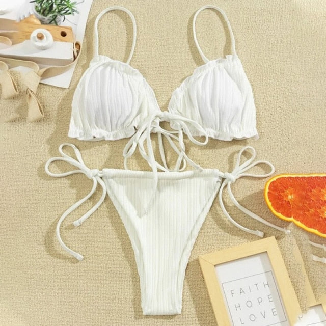 Para Praia Sexy Bikini 2021 Brazilian Swimsuit Women Bandage Swimwear Thong Bikini Set High Cut Bathing Suit Female Beachwear voguable