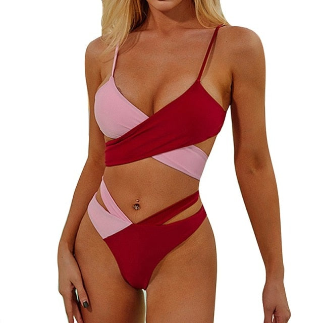 2021 Bandage Swimming Bathing Suit Beachwear Summer Brazilian Bikini Swimwear Women Swimsuit Sexy Push Up Micro Bikinis Set voguable
