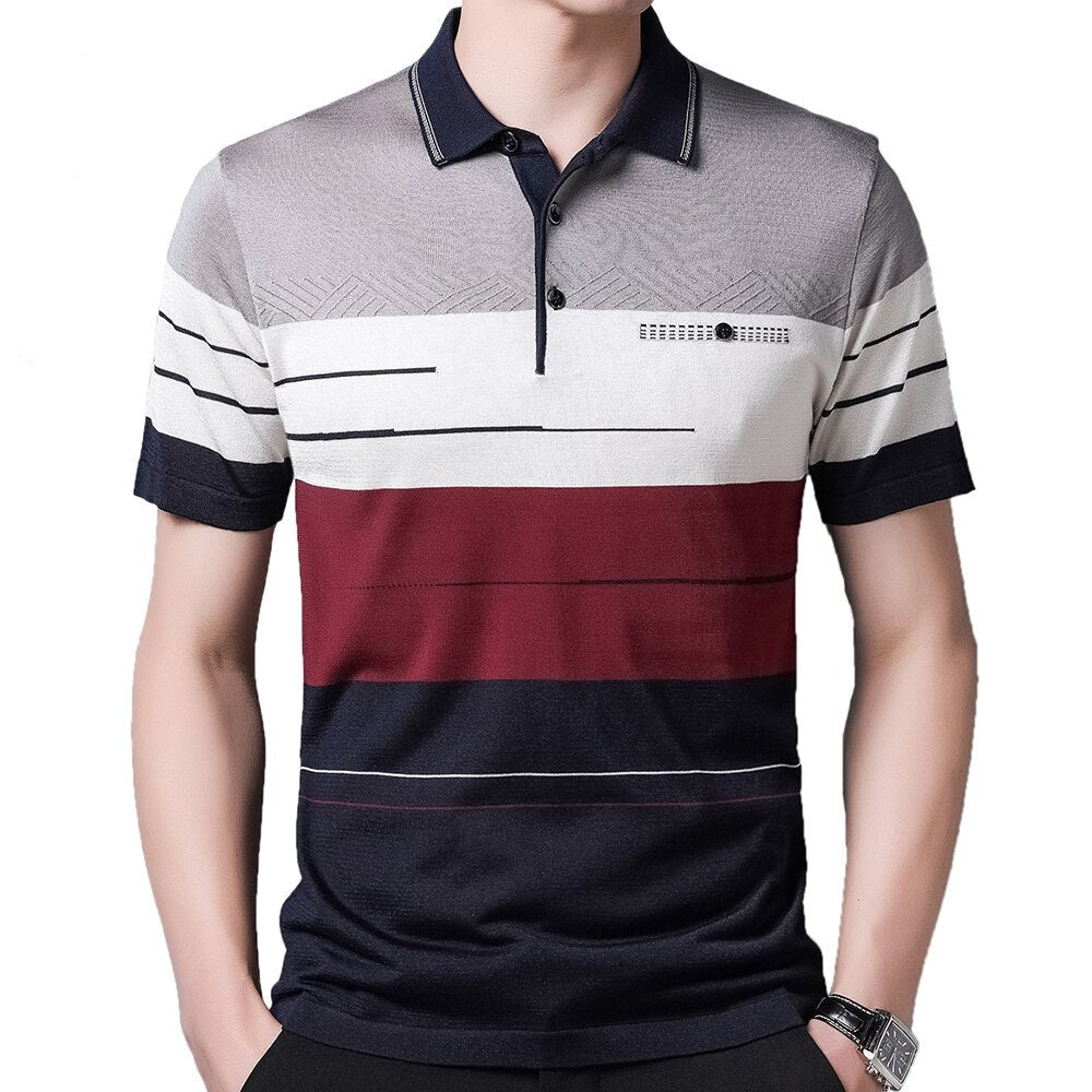 Voguable 2021 Brand Short Sleeve Polo Tee Shirt Men Casual Summer Striped Men's Clothing Polos Shirts Mens Fashion Slim Fit Poloshirt 722 voguable