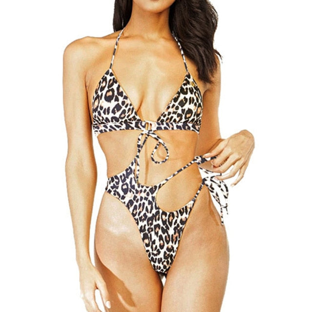 Swimwear Women Plus Size One Piece Swimsuit 2020 Push Up Monokini Bathing Suit Women's High Cut Swim Suit V neck Halter Trikini voguable
