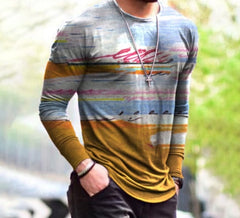 Voguable New Patchwork T-shirt Long Sleeve Fashion 3D Print Tops 2021 Summer Casual Pullovers Sexy Mens clothing Plus Size S-3XL voguable