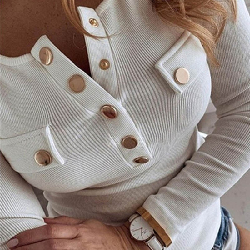 Spring Women's Sweaters Solid Button Long Sleeve Pullovers of Female V-Neck New Fashion Clothes Lady Casual Slim Women Pullover voguable