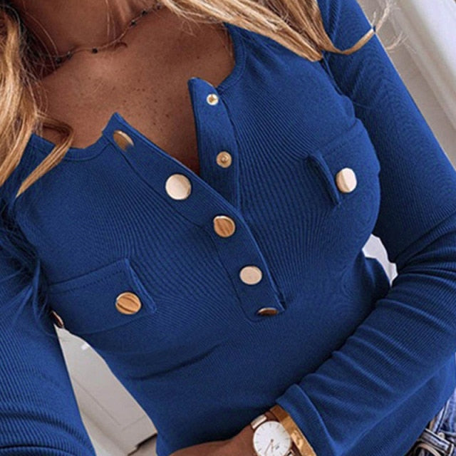 Spring Women's Sweaters Solid Button Long Sleeve Pullovers of Female V-Neck New Fashion Clothes Lady Casual Slim Women Pullover voguable
