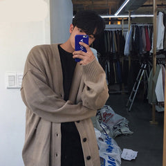 Voguable / Men's Wear Knitted Sweater Loose V-neck Single-breasted Solid Color Knitted Cardigan Coat 2021 Spring Autumn New 9Y3266 voguable
