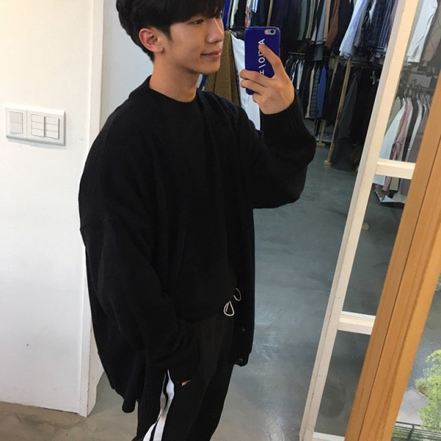 Voguable / Men's Wear Knitted Sweater Loose V-neck Single-breasted Solid Color Knitted Cardigan Coat 2021 Spring Autumn New 9Y3266 voguable