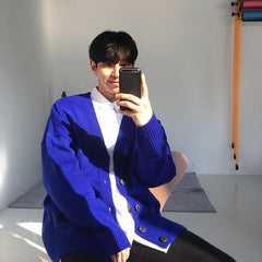 Voguable / Men's Wear Knitted Sweater Loose V-neck Single-breasted Solid Color Knitted Cardigan Coat 2021 Spring Autumn New 9Y3266 voguable