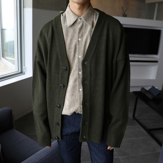 Voguable / Men's Wear Knitted Sweater Loose V-neck Single-breasted Solid Color Knitted Cardigan Coat 2021 Spring Autumn New 9Y3266 voguable