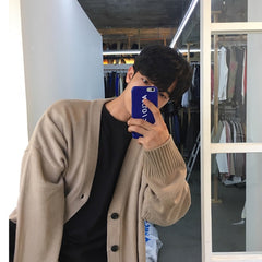 Voguable / Men's Wear Knitted Sweater Loose V-neck Single-breasted Solid Color Knitted Cardigan Coat 2021 Spring Autumn New 9Y3266 voguable