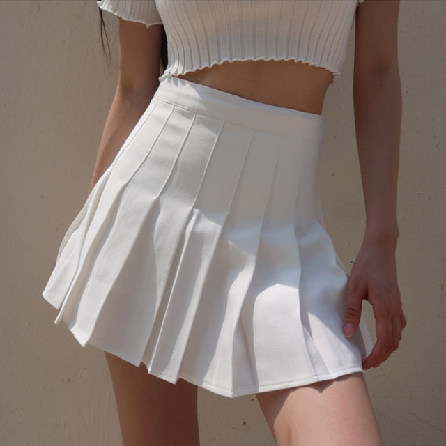 Y2K Harajuku Tartan Women Skirt Sexy Plaid Pleated Skirts Fashion Mini Dance Skirt Side Button High Waist School Skirts Female voguable
