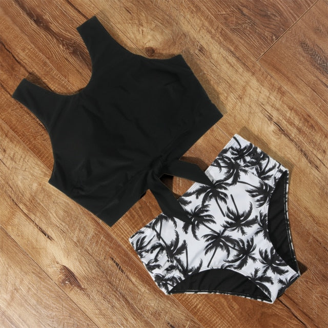 Voguable High Waist Bikini Leopard Swimsuit Women Bikini 2021 Floral Swimsuit Print High Neck Bikini Push Up Swimwear Snake Bathing Suit voguable