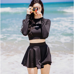 Voguable Sexy Swimsuit Swimwear Women Two piece Swimsuit For Bathing Suit High Waist Bikini Set Push Up Swimwear Long sleeve Female Swim voguable