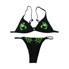 Meihuida 2021 Women's Sexy Pattern Printing Bikini Sleeveless Tank Tops Briefs Swimsuit Classic Bare Midriff Two-pieces Set voguable