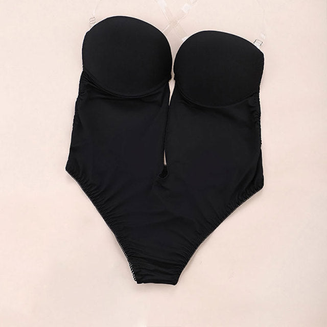 Bodysuit Party Dress Underwear Women Body Shaper Slips Backless Plunge Thong Sexy Bra With Wire Waist Trainer Shapewear voguable