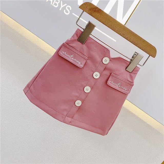 2021 new spring autumn Girls Kids leather PU zipper skirt comfortable cute baby Clothes Children Clothing voguable
