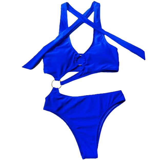 Swimwear Women Plus Size One Piece Swimsuit 2020 Push Up Monokini Bathing Suit Women's High Cut Swim Suit V neck Halter Trikini voguable