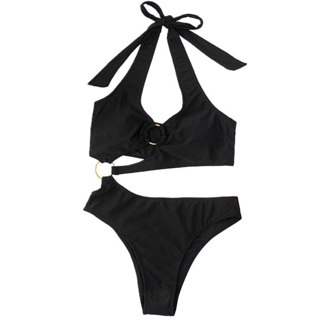 Swimwear Women Plus Size One Piece Swimsuit 2020 Push Up Monokini Bathing Suit Women's High Cut Swim Suit V neck Halter Trikini voguable