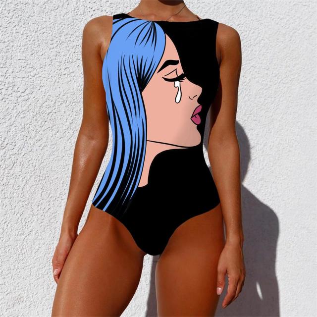 Striped Women One Piece Swimsuit High Quality Swimwear Printed Push Up Monokini Summer Bathing Suit Tropical Bodysuit Female voguable
