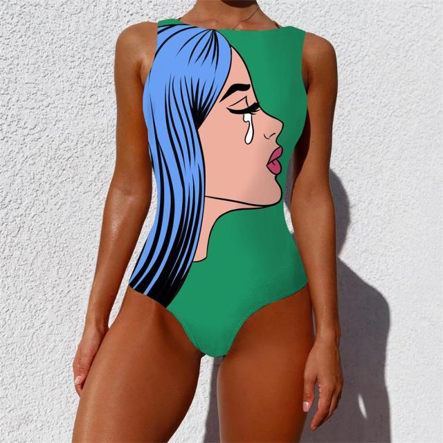 Striped Women One Piece Swimsuit High Quality Swimwear Printed Push Up Monokini Summer Bathing Suit Tropical Bodysuit Female voguable