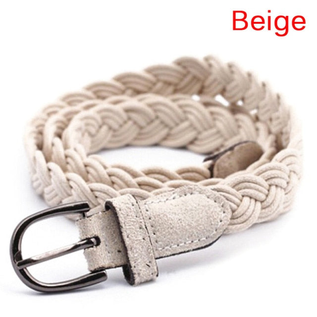 Summer Women Braided Elastic Belt Round Square Wooden Buckle Vintage Bohe Straw Buckle Belt Women Knitted Belt Dress Belt voguable