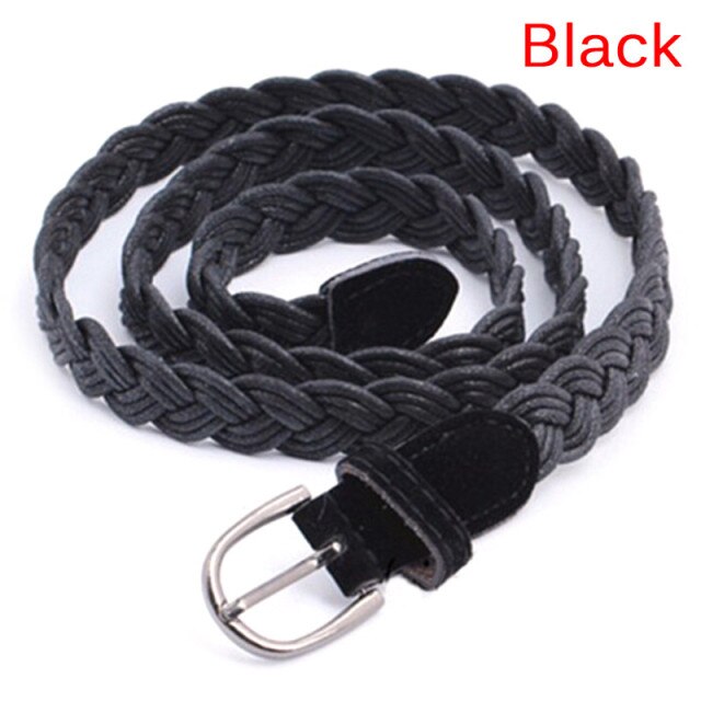 Summer Women Braided Elastic Belt Round Square Wooden Buckle Vintage Bohe Straw Buckle Belt Women Knitted Belt Dress Belt voguable