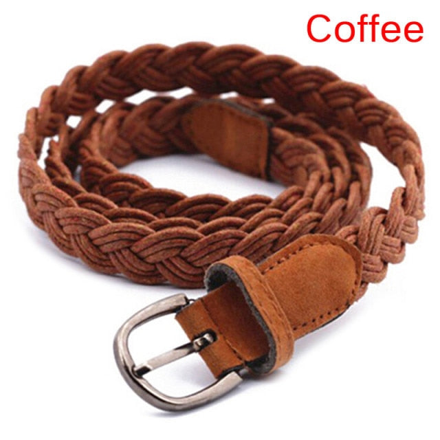Summer Women Braided Elastic Belt Round Square Wooden Buckle Vintage Bohe Straw Buckle Belt Women Knitted Belt Dress Belt voguable