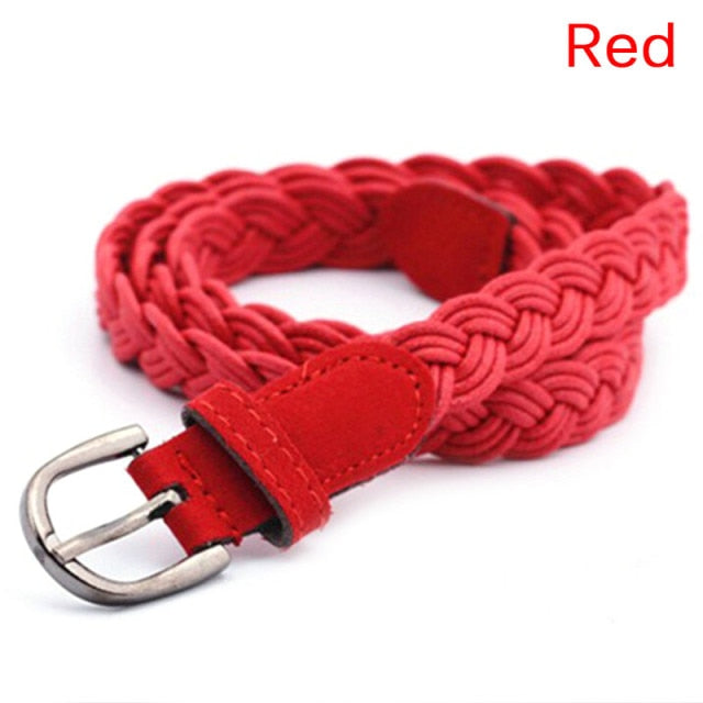 Summer Women Braided Elastic Belt Round Square Wooden Buckle Vintage Bohe Straw Buckle Belt Women Knitted Belt Dress Belt voguable