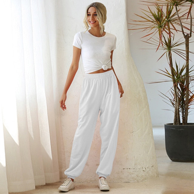 Lusofie Harajuku Joggers Wide Leg SweatPants Women Trousers High Waist Pants Streetwear Korean Casual Pant Femme Fall New 2020 voguable