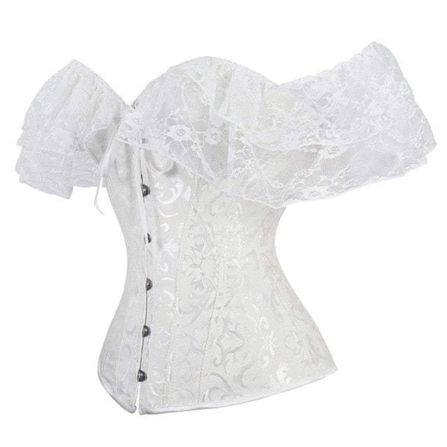 S-XXL Corset Women Lace Up Satin Boned Overbust Waist Trainer Corset Bustier Bodyshaper Top Plus Size G-string Push up Shapewear voguable