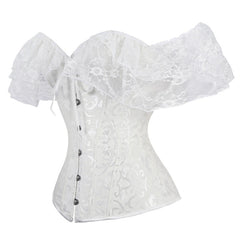 S-XXL Corset Women Lace Up Satin Boned Overbust Waist Trainer Corset Bustier Bodyshaper Top Plus Size G-string Push up Shapewear voguable