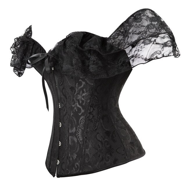 S-XXL Corset Women Lace Up Satin Boned Overbust Waist Trainer Corset Bustier Bodyshaper Top Plus Size G-string Push up Shapewear voguable