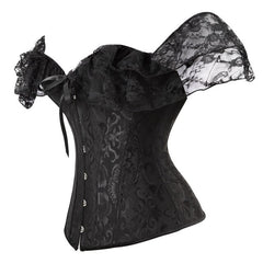 S-XXL Corset Women Lace Up Satin Boned Overbust Waist Trainer Corset Bustier Bodyshaper Top Plus Size G-string Push up Shapewear voguable