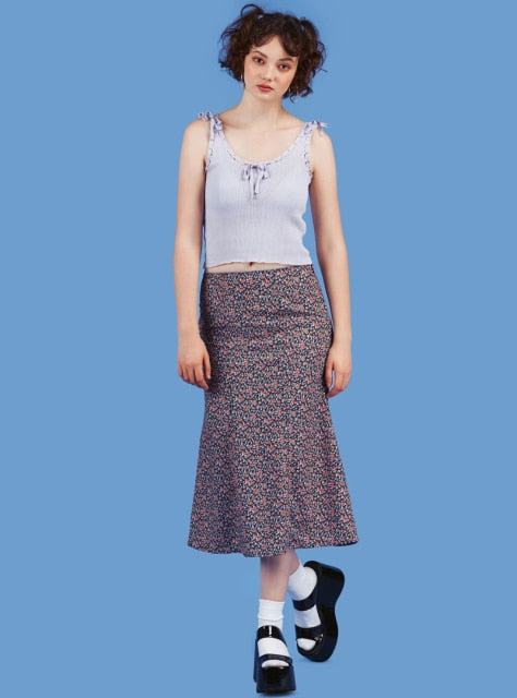 Summer Print Skirt Women A-Line Trendy Y2K Skirts Harajuku Knee-Length Casual High Waist Party Streetwear Bodycon E-girl Skirt voguable
