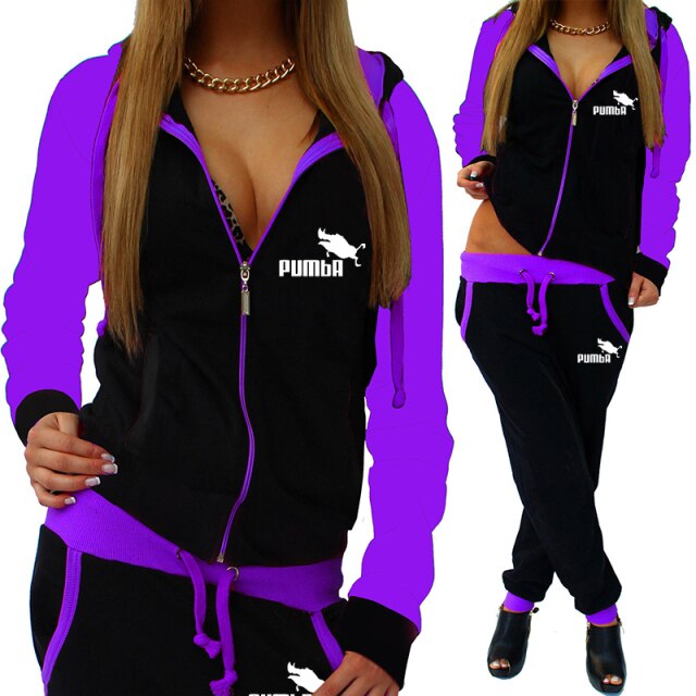 Voguable Spring Autumn Print Tracksuit Women 2 Piece Set Long Sleeve Zipper Jacket+Pants Sports Jogging Suit Female Streetwear Outfits voguable