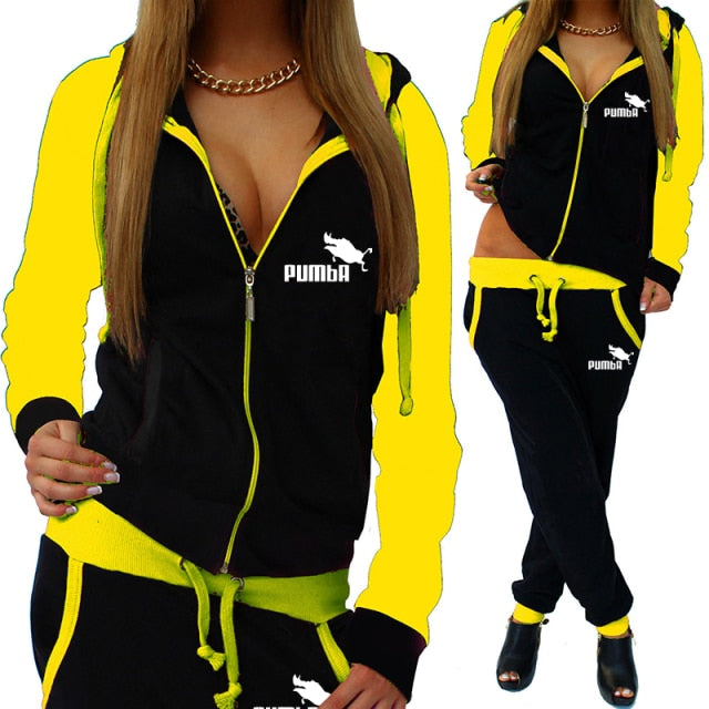Voguable Spring Autumn Print Tracksuit Women 2 Piece Set Long Sleeve Zipper Jacket+Pants Sports Jogging Suit Female Streetwear Outfits voguable