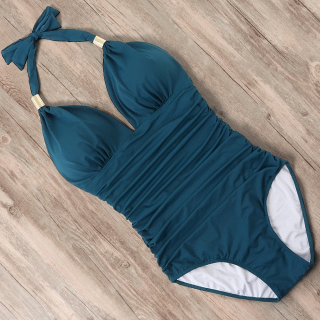RUUHEE Push up Swimwear One Piece Swimsuit Women Black Bathing Suit Halter Top Swimming Suit Summer Beach Wear Monokini 2021 voguable