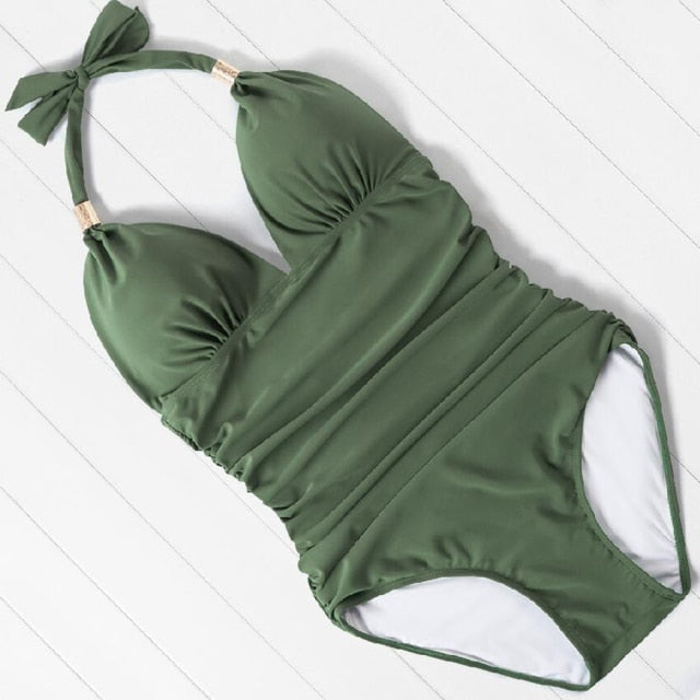 RUUHEE Push up Swimwear One Piece Swimsuit Women Black Bathing Suit Halter Top Swimming Suit Summer Beach Wear Monokini 2021 voguable