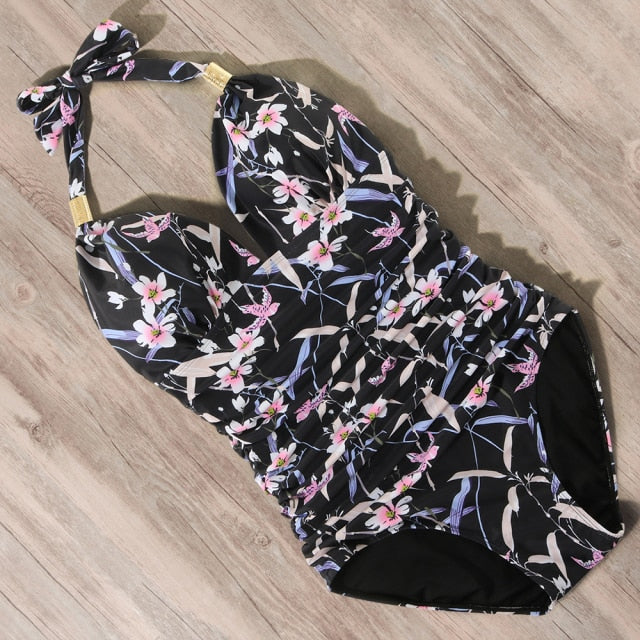 RUUHEE Push up Swimwear One Piece Swimsuit Women Black Bathing Suit Halter Top Swimming Suit Summer Beach Wear Monokini 2021 voguable