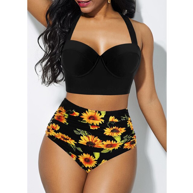 2021 New Sexy Plus Size Bikini Women High Waist Swimsuit Push Up Bikini Set Plus Size Swimwear Female Bathing Suit Beachwear 5XL voguable