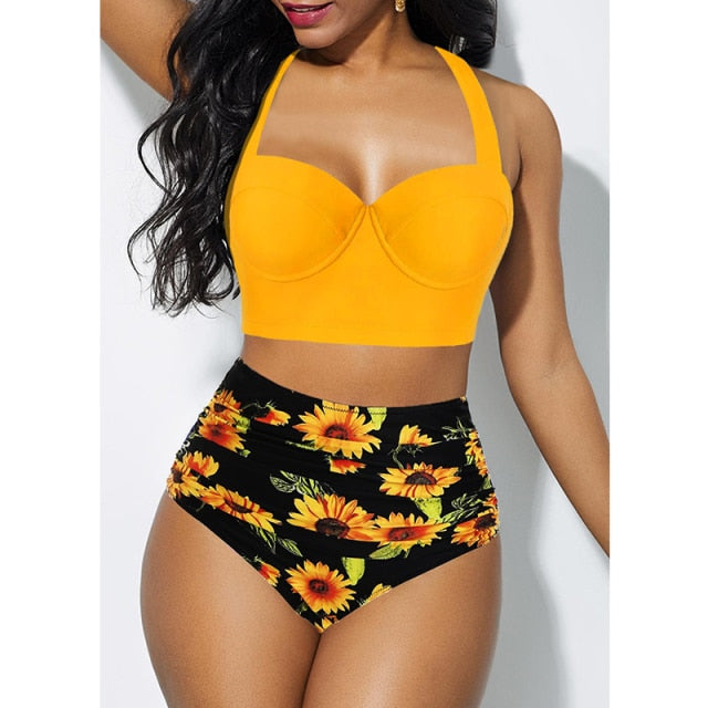 2021 New Sexy Plus Size Bikini Women High Waist Swimsuit Push Up Bikini Set Plus Size Swimwear Female Bathing Suit Beachwear 5XL voguable