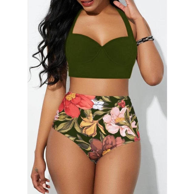 2021 New Sexy Plus Size Bikini Women High Waist Swimsuit Push Up Bikini Set Plus Size Swimwear Female Bathing Suit Beachwear 5XL voguable