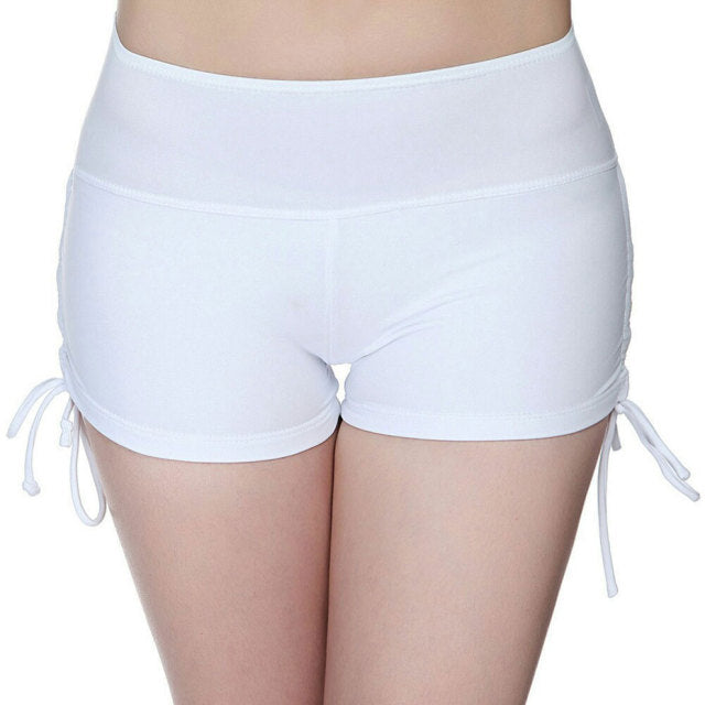 Womens Quick-dry Breathable Yoga Shorts Sports Fitness Running Shorts Casual Summer Swimming Beach Shorts with Drawstring voguable