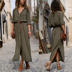 Spring Summer Women V Neck Boho Party Beach Dress Woman Solid Long Maxi Dresses Ladies Holiday Casual Sundress Female Clothes voguable