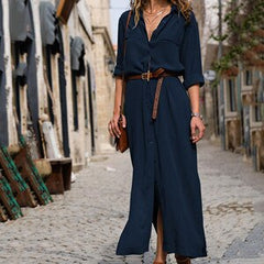 Spring Summer Women V Neck Boho Party Beach Dress Woman Solid Long Maxi Dresses Ladies Holiday Casual Sundress Female Clothes voguable