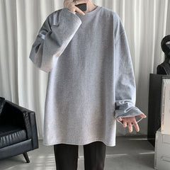 Voguable Spring Men's T-Shirt Solid Color Basic T shirt Round Neck Long Sleeve Tshirts Korean Couple Women Man Casual Tees voguable