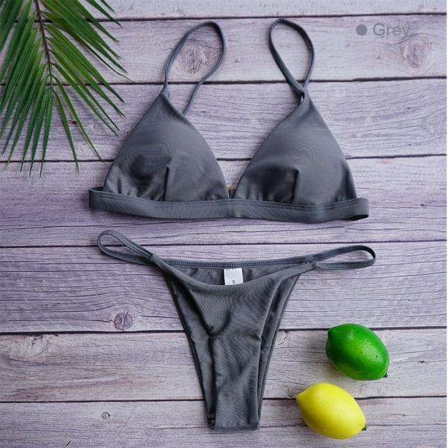 Low Waist Bikini Swimwear Women Swimsuit Push Up Female Bathing Suit Triangle Brazilian Bikini Set 2021 New Beachwear Sexy Thong voguable