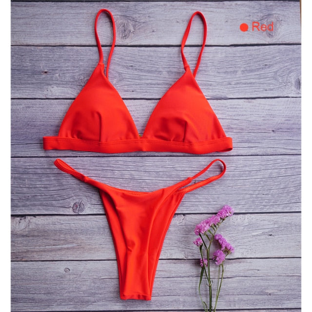 Low Waist Bikini Swimwear Women Swimsuit Push Up Female Bathing Suit Triangle Brazilian Bikini Set 2021 New Beachwear Sexy Thong voguable