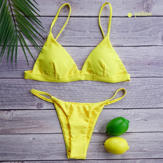 Low Waist Bikini Swimwear Women Swimsuit Push Up Female Bathing Suit Triangle Brazilian Bikini Set 2021 New Beachwear Sexy Thong voguable