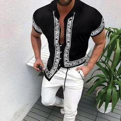 Voguable Summer Men's Printed Hawaii Casual Shirts 2021 Brand Streetwear Men's Clothing Cardigan High-End Short Sleeve Dress Shirt voguable